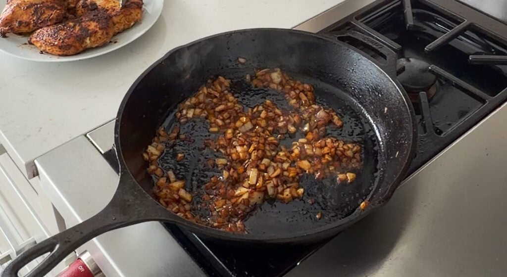 cooking the onions