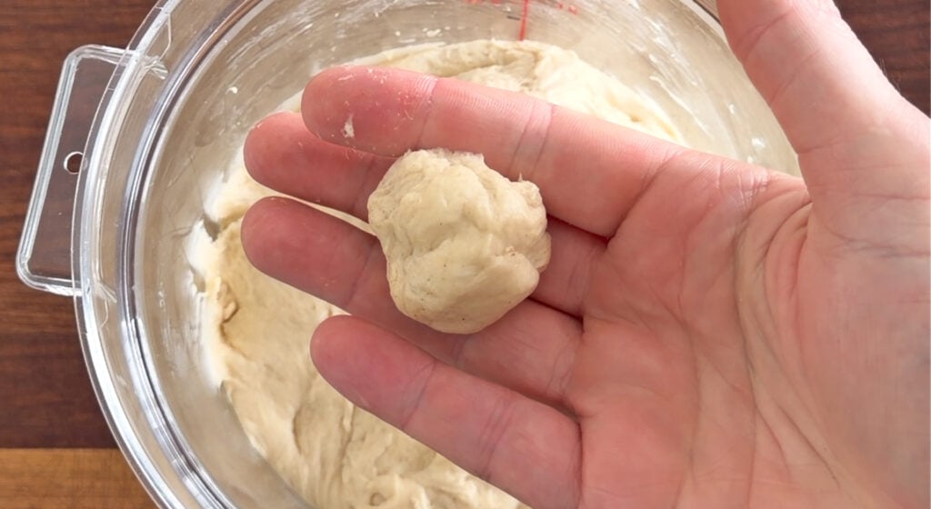 rolling the dough with my hands