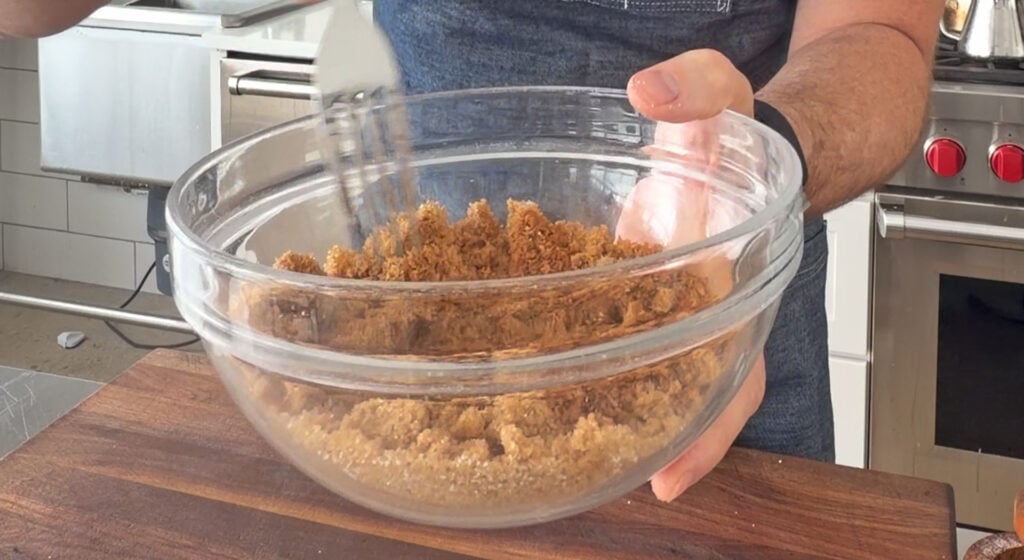 prepping the coating in a bowl