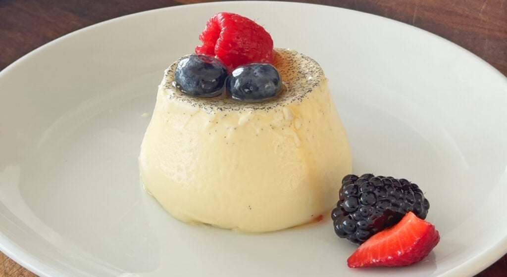 panna cotta served with berries