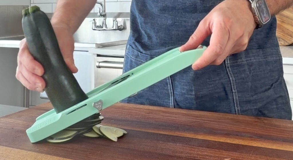 slicing the zucchini