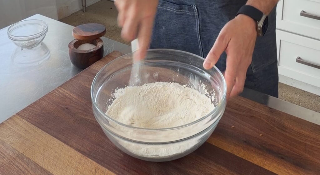 mixing the dry ingredients in a bowl