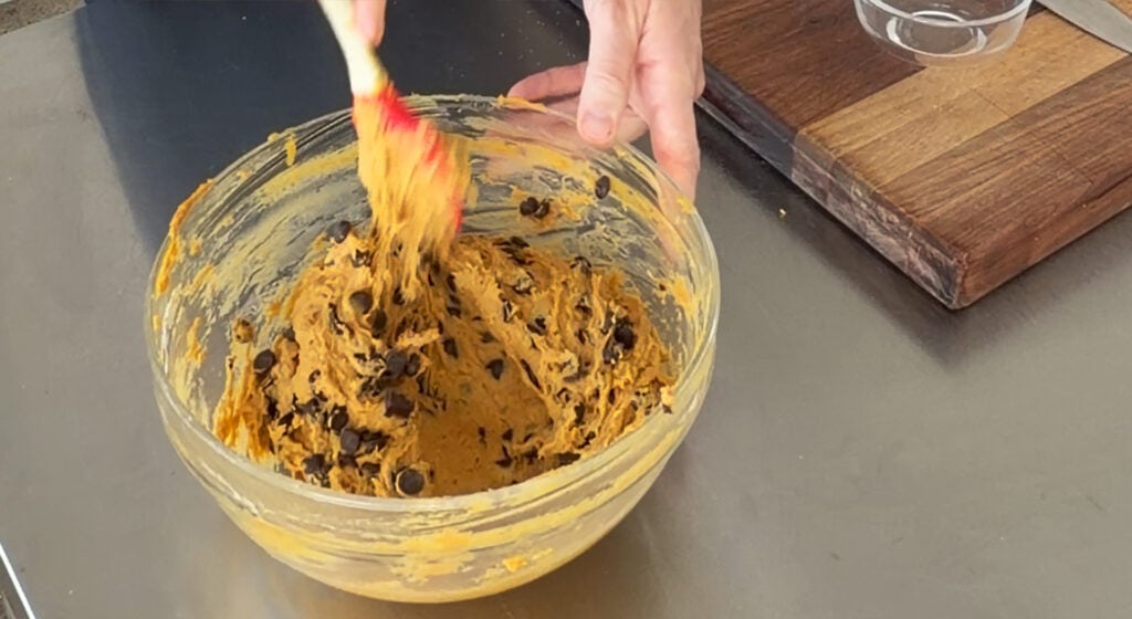 folding in the chocolate chips