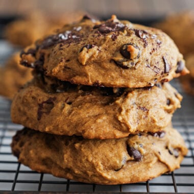 Pumpkin Chocolate Chip Cookies stacked