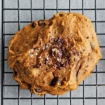 Pumpkin chocolate chip cookie on a tray