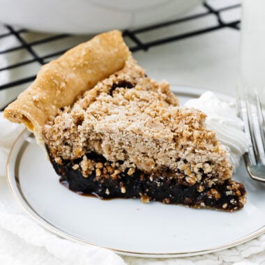 slice of shoofly pie on a plate