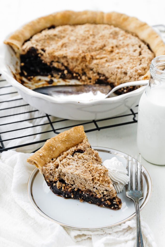 slice of shoofly pie on a plate