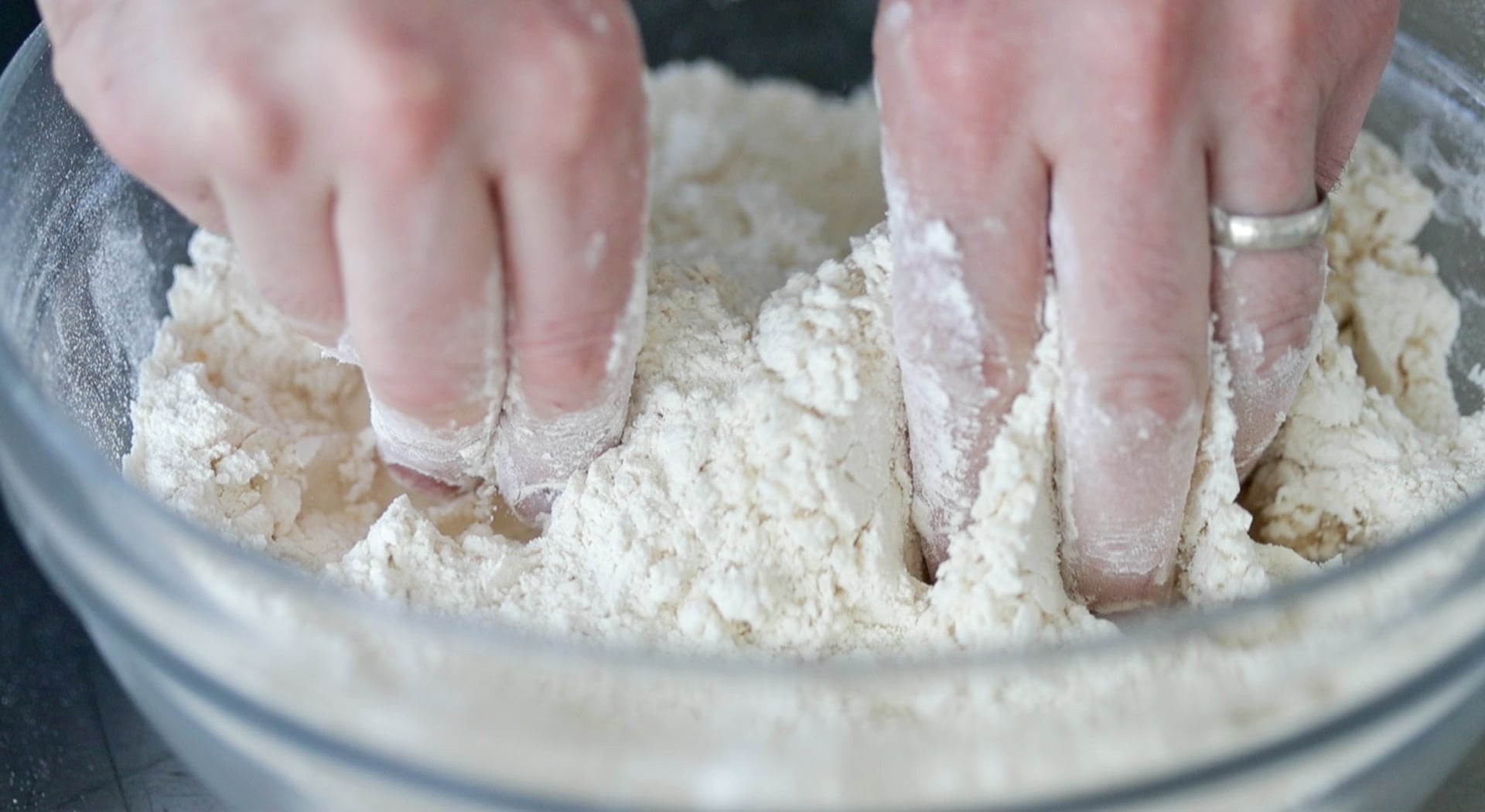 cutting lard into flour