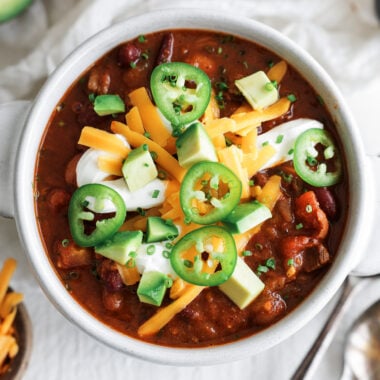 steak chili in a bowl