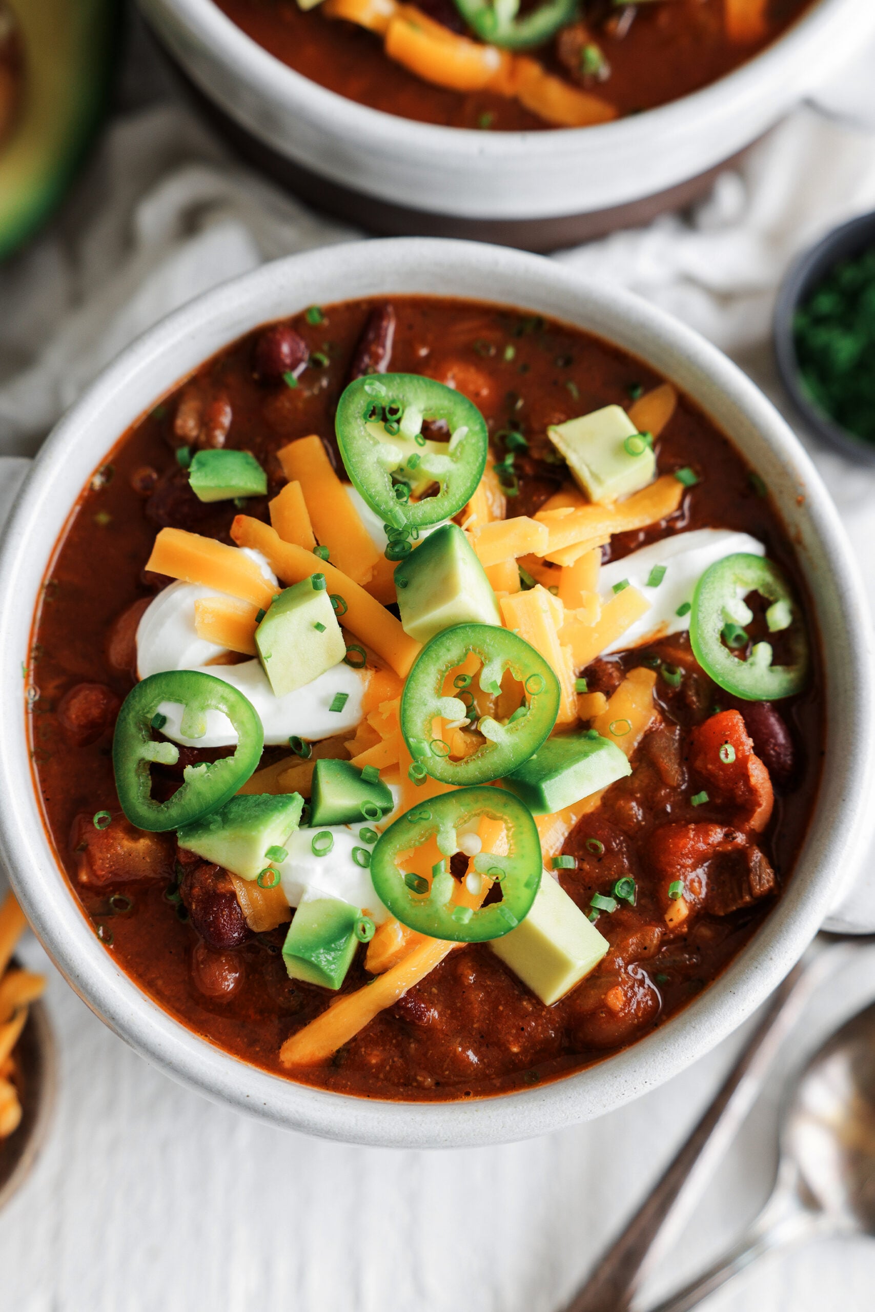 steak chili in a bowl