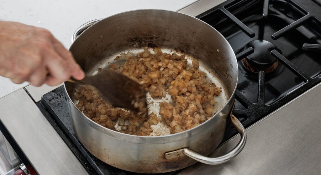 Caramelizing the onions