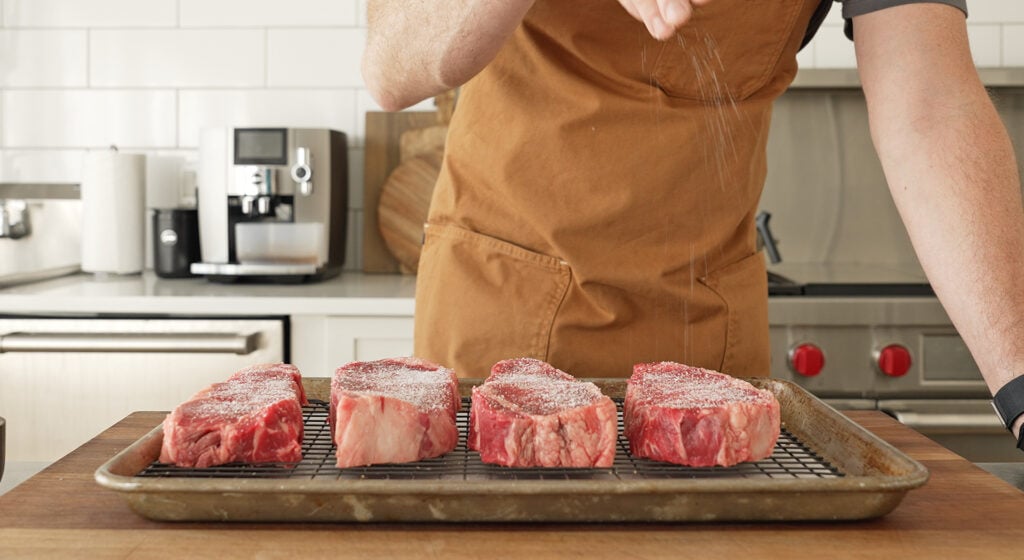 Dry brining the steaks