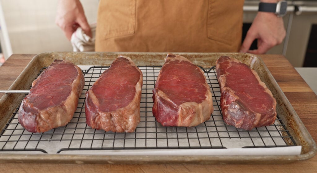 Reverse sear steaks in the oven
