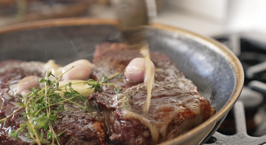 Baste the steaks