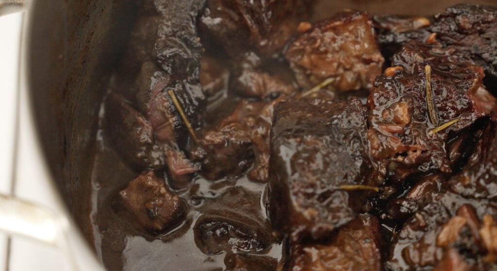 reducing the peposo sauce