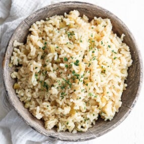 classic rice pilaf in a bowl