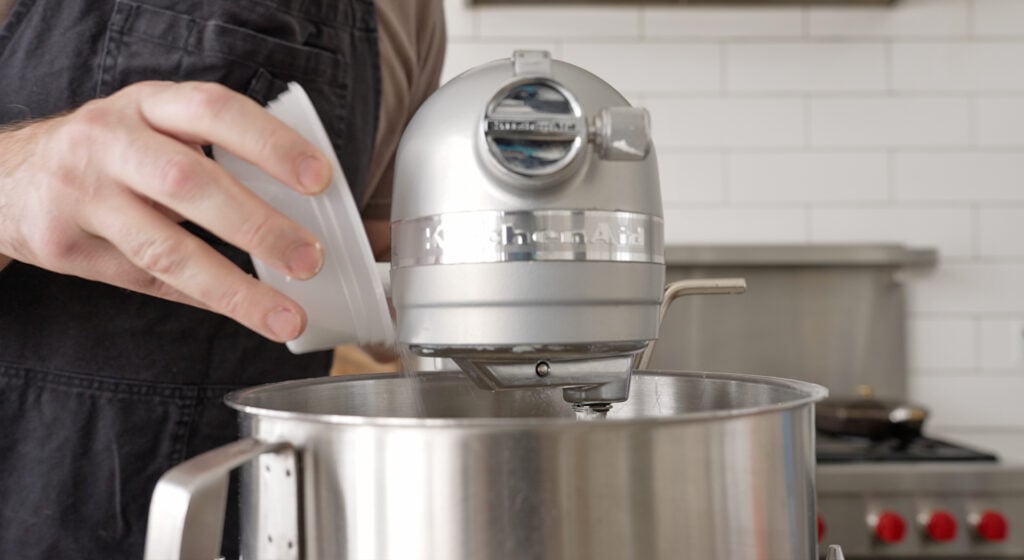 adding salt to the dough