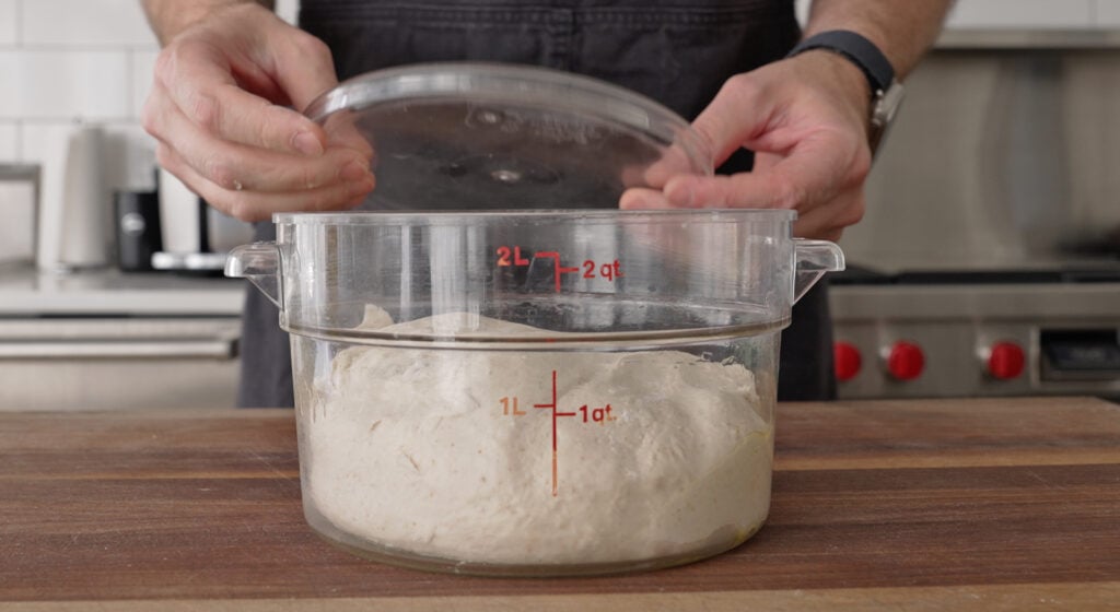 resting the dough in a container