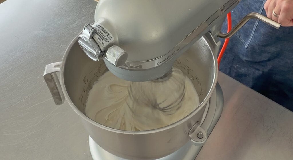 shiny stiff peaks on the whisk attachment