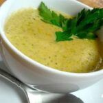 Roasted Broccoli Soup with Cheddar