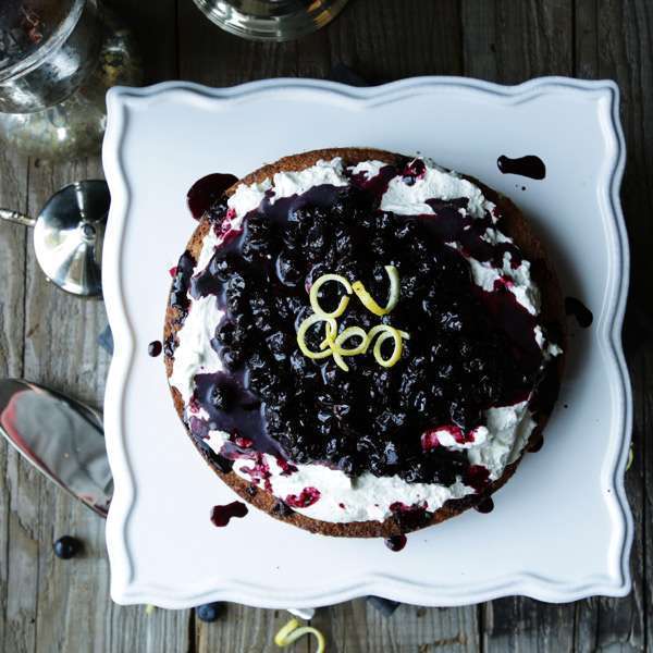 Lemon Polenta Cake With Blueberries And Basil