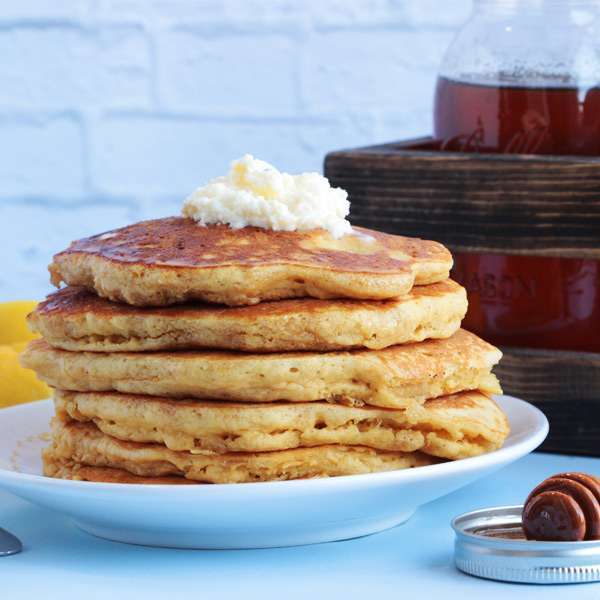 Corn Meal Pancakes with Honey