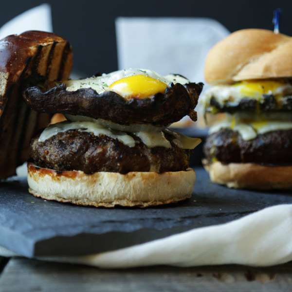 Mushroom Egg Burger with Grilled Onions - Chef Billy Parisi