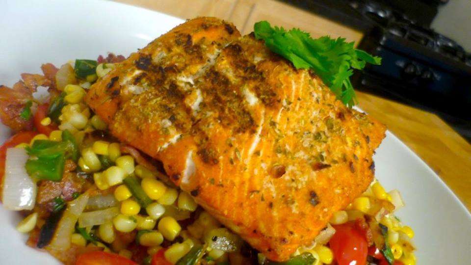 Easy Grilled Salmon Recipe with Corn Succotash