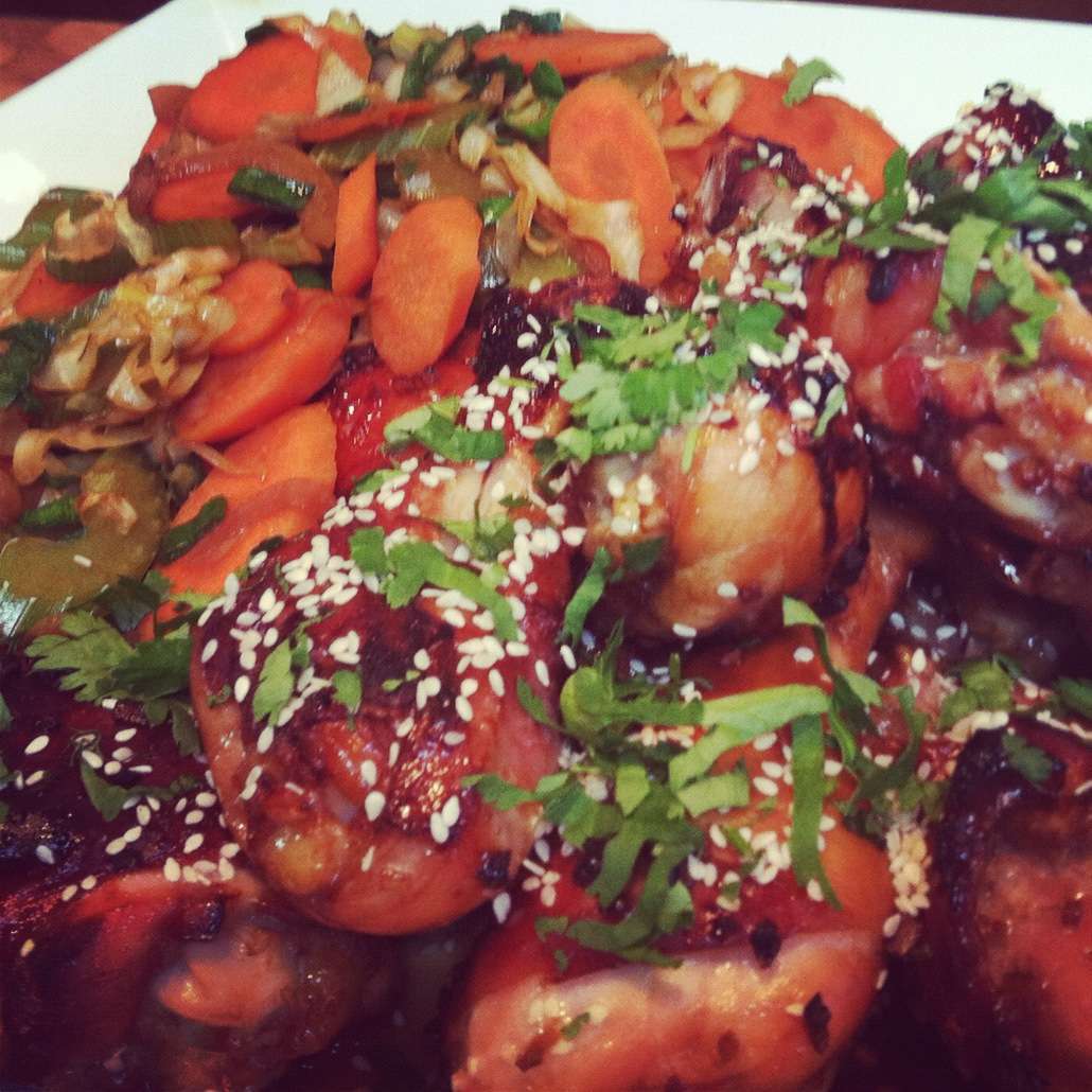Teriyaki Roasted Chicken and Spicy Stir-Fry Vegetables
