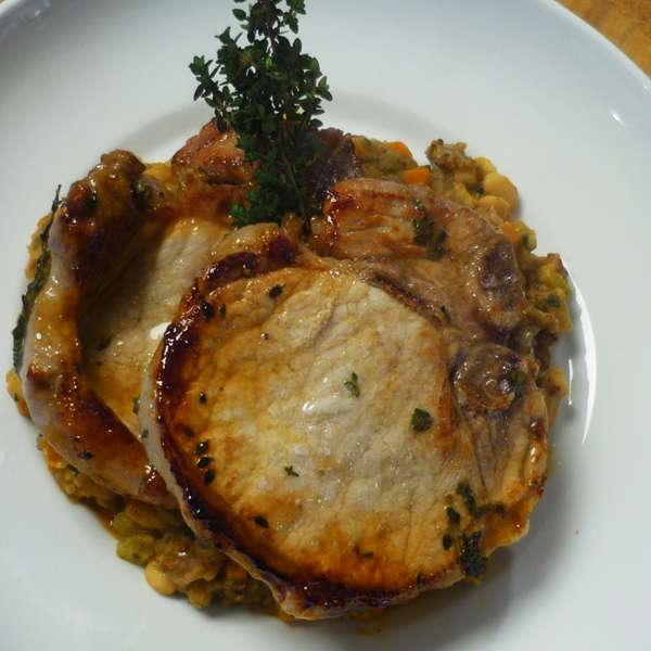 Maple Glazed Pork Chops Recipe with White Beans