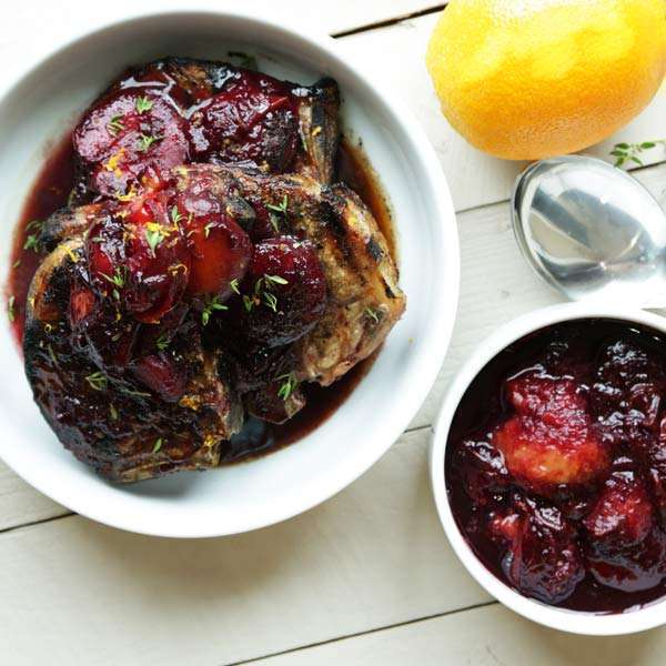 Grilled Pork Chops Recipe with Plum Compote